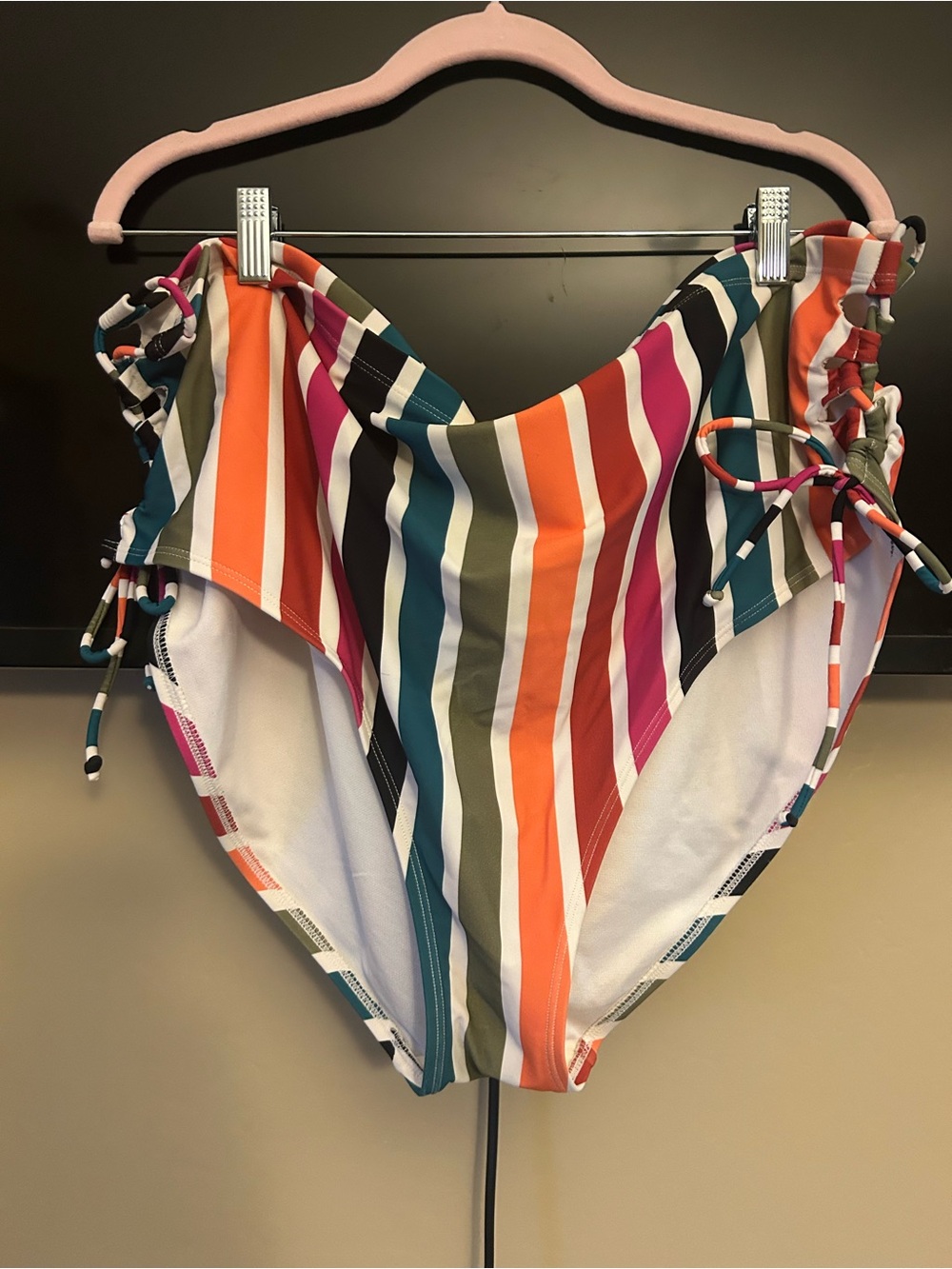 Girls' Multicolor Striped High-Waist Swim Bottoms